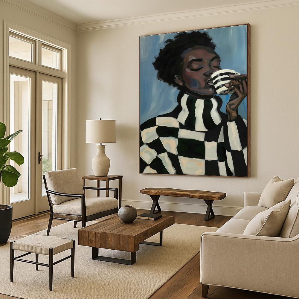 Oversized Abstract Hand - Painted Canvases for Dining Room Wine Racks & Office File Cabinets DLZ0701
