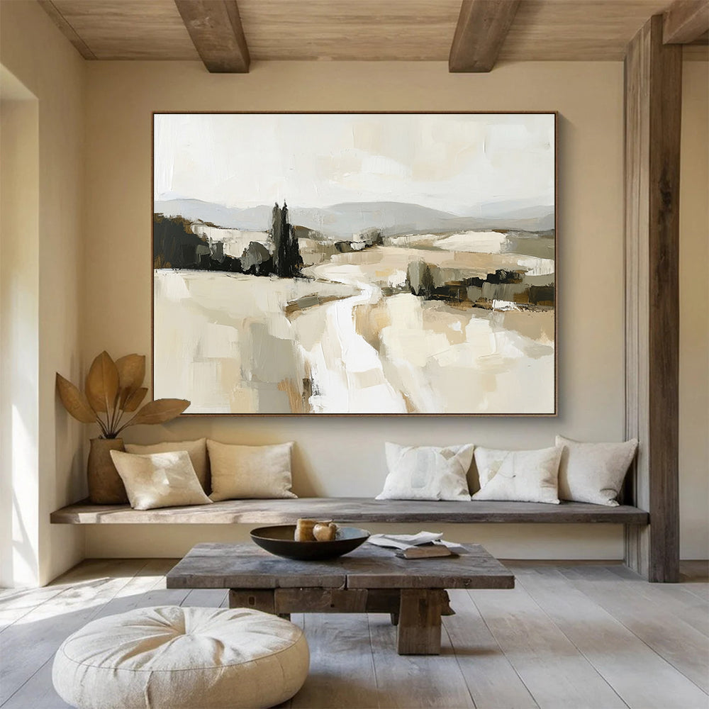 Abstract Rural Landscape Painting with Neutral Tones DYP286
