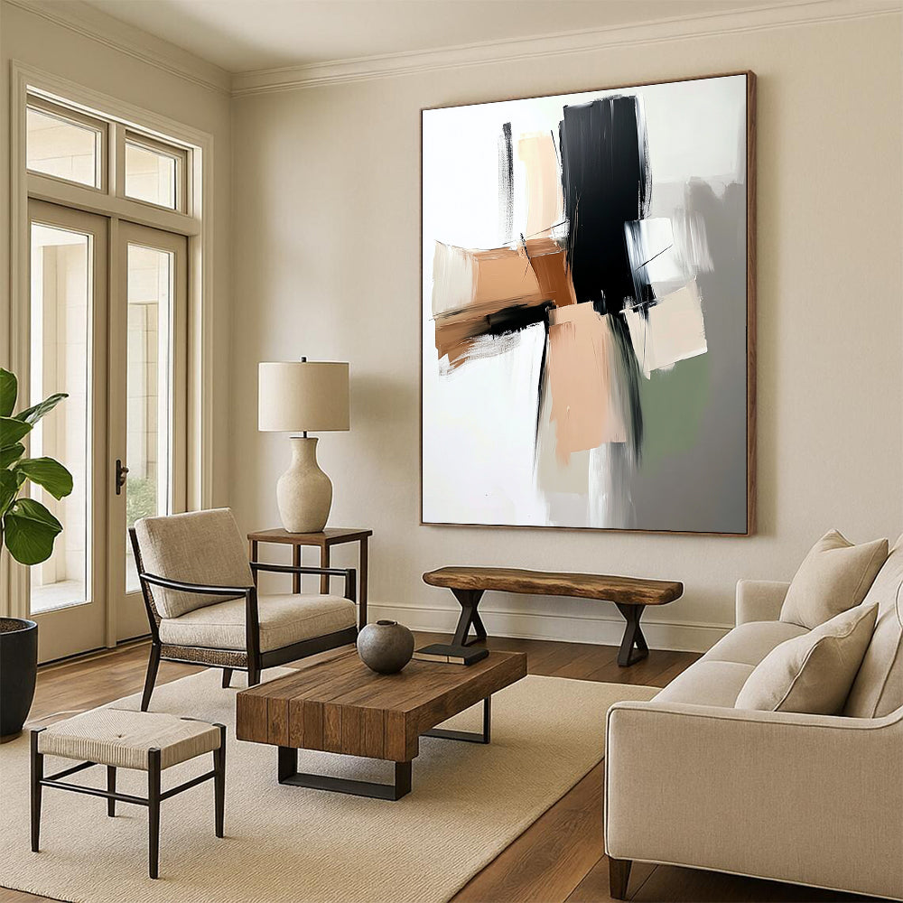 Neutral Tones Abstract Painting with Clean Lines GER756