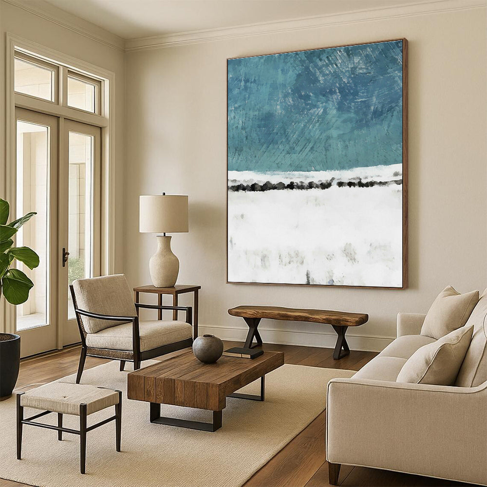 Custom - Designed Hand - Painted Abstract Canvases for Cottage Bedroom Window Seats & Hallway Plant Stands DLZ0680