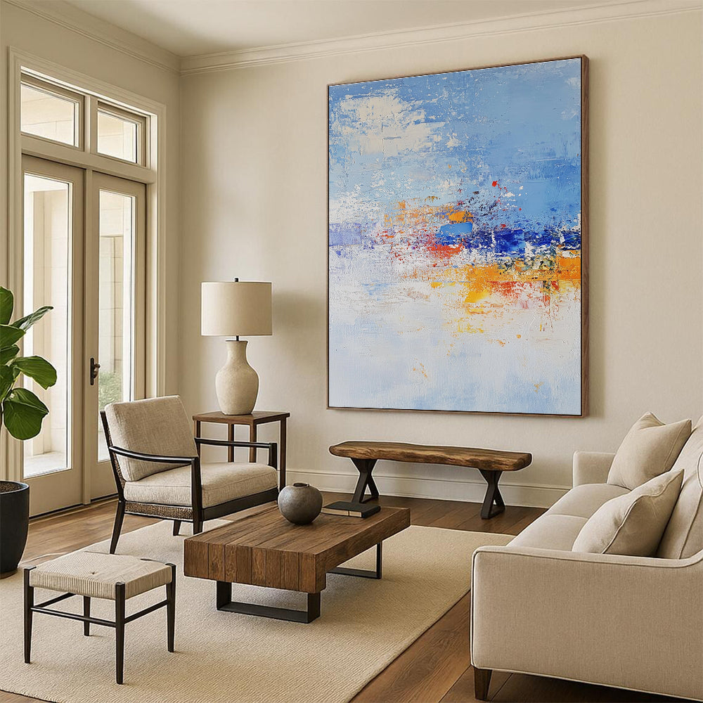 Blue Orange and Red Abstract Painting with Coastal Energy GER429