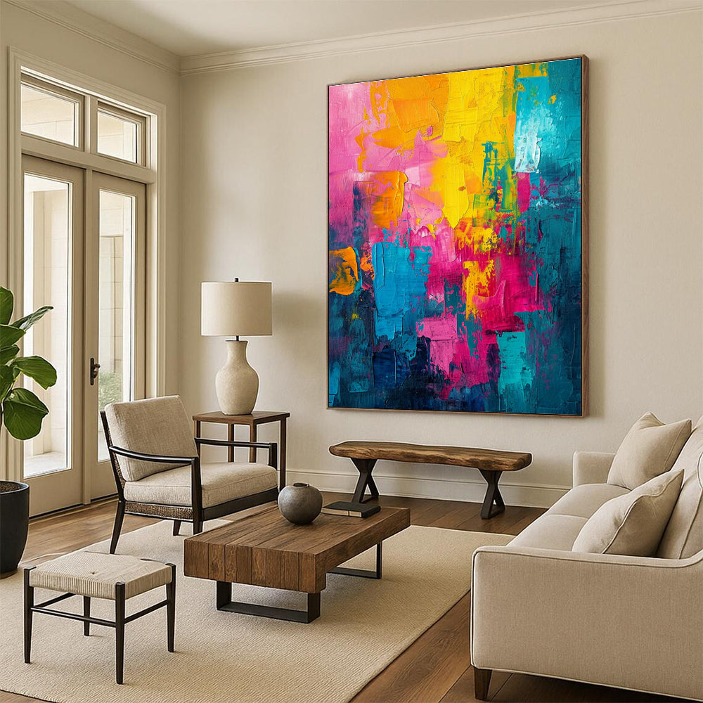 Large Customizable Hand-Painted Abstract Canvas for Bedroom Window Bay and Living Room Fireplace Surround DLZ1921