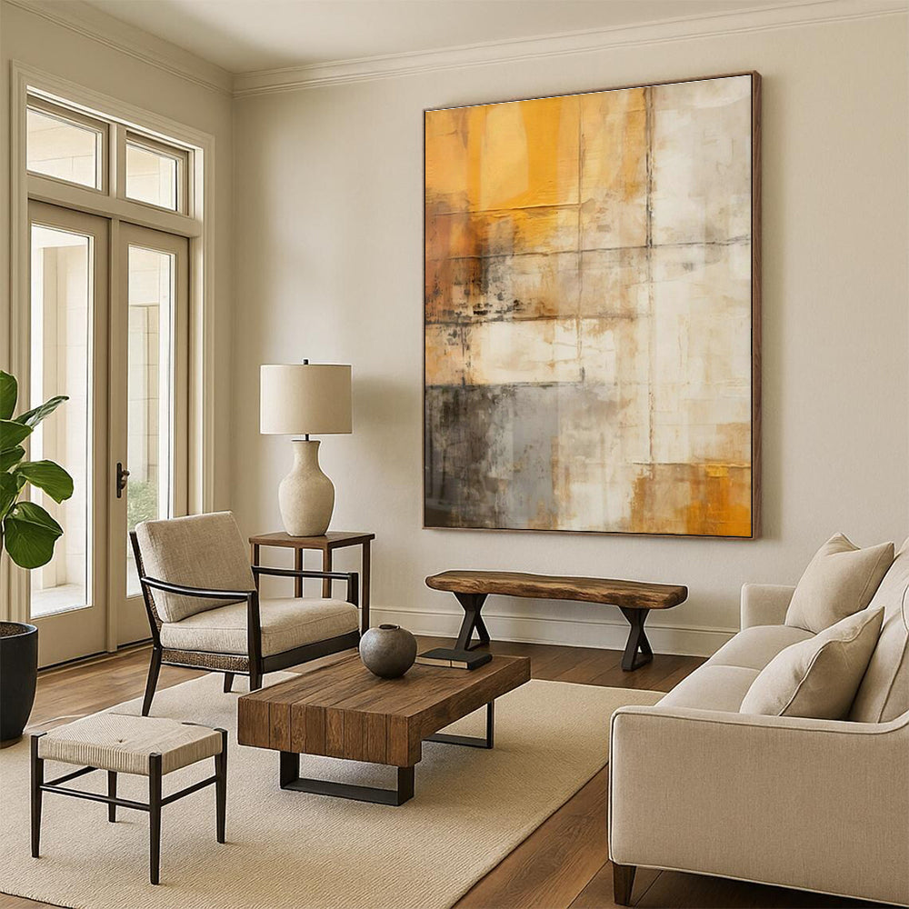 Large Customizable Hand-Painted Abstract Art for Living Room Media Wall and Entryway Console Table Backdrop DLZ1956