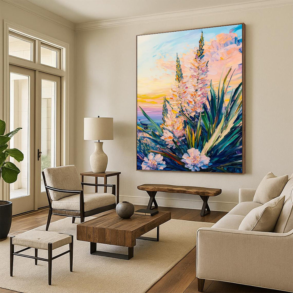 Pastel Flower Sunset Abstract Painting with Soft Hues ADGE528