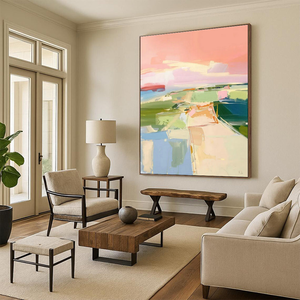 Large Hand-Painted Abstract Art for Cottage Bedroom and Living Room DLZ1577