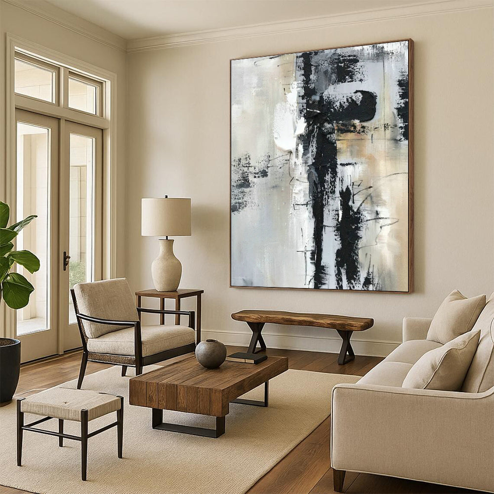 Original Hand-Painted Abstract Canvas for Cottage Living Room Window Curtain Wall and Bedroom Headboard Wall DLZ1690