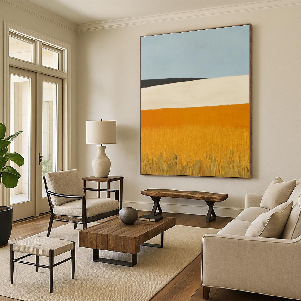 Minimalist Landscape Abstract Painting with Bold Color Blocks ADGE434