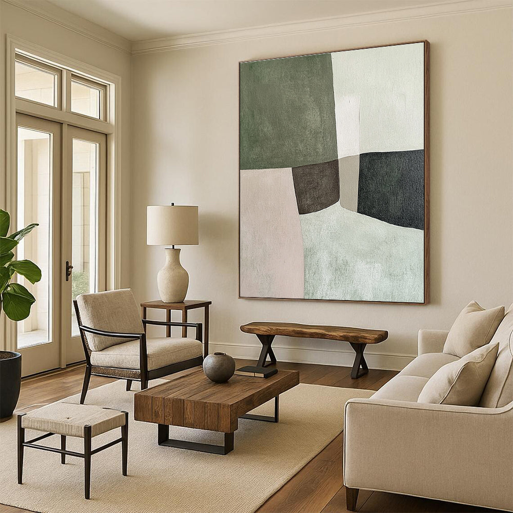 Neutral Shape Abstract Painting with Subtle Tones GER789