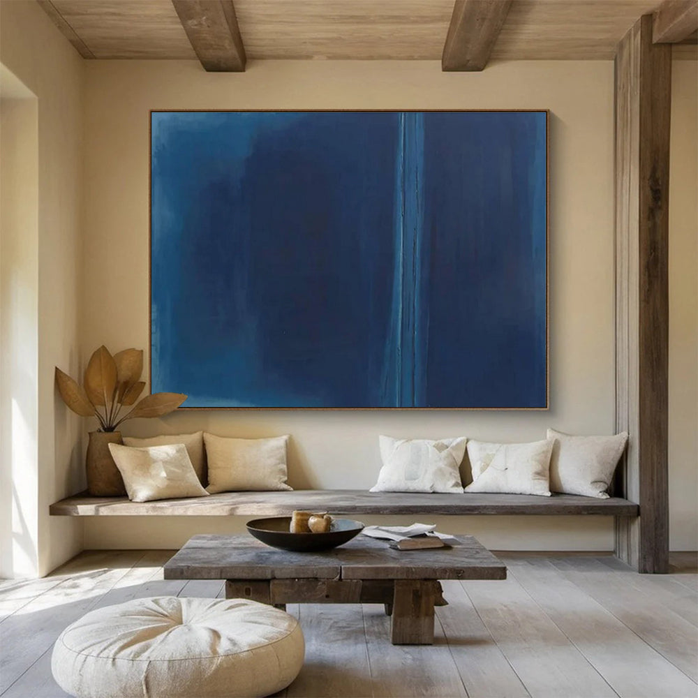 Minimalist Blue Abstract Painting with Subtle Shades THY273
