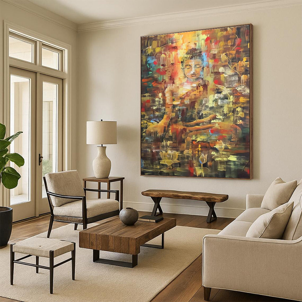 Large Hand-Painted Abstract Wall Art for Cottage Dining Room & Bedroom DLZ2327