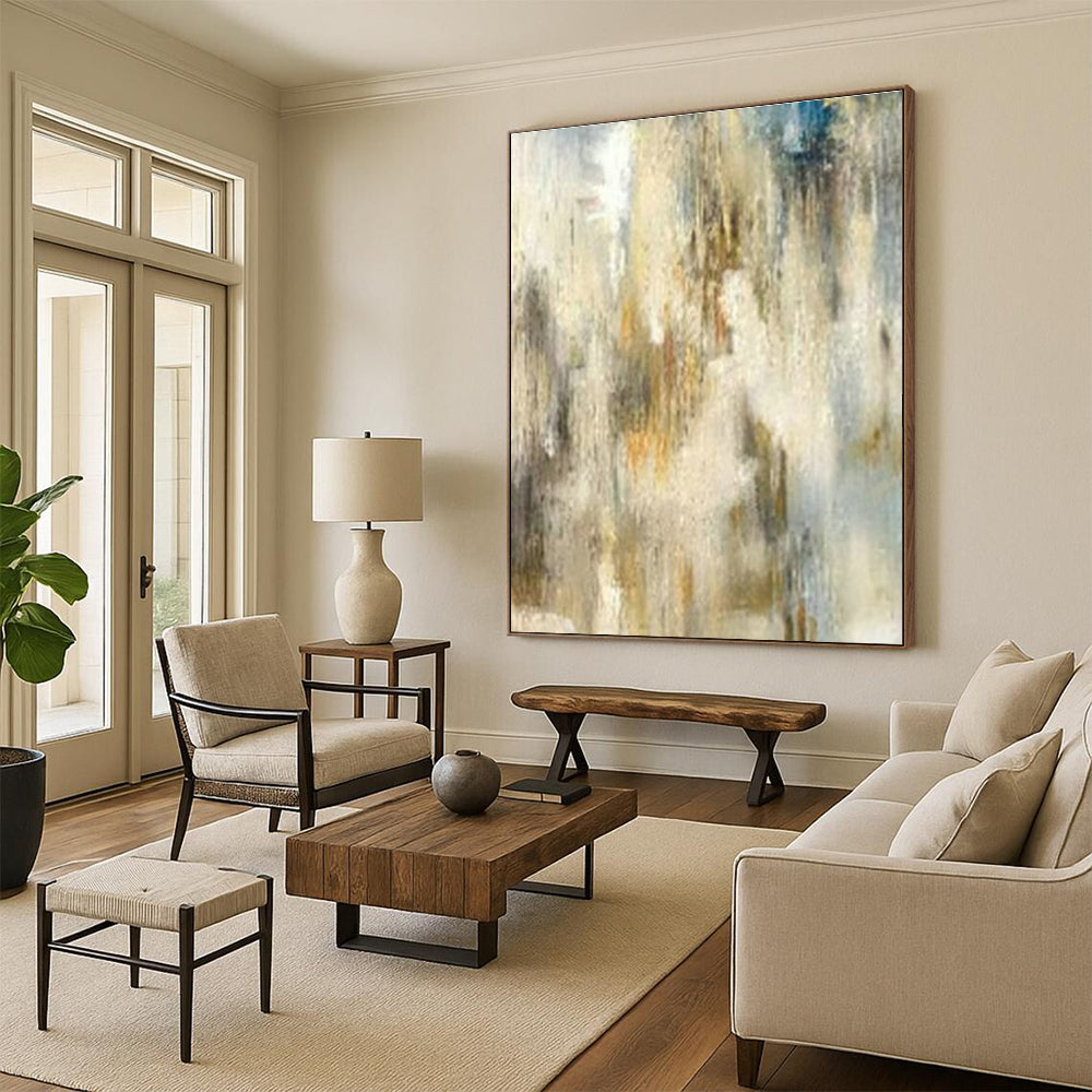 Oversized Custom Hand-Painted Abstract Canvas for Office Reception Lobby and Cottage Hallway Bicycle Display Niche DLZ1900
