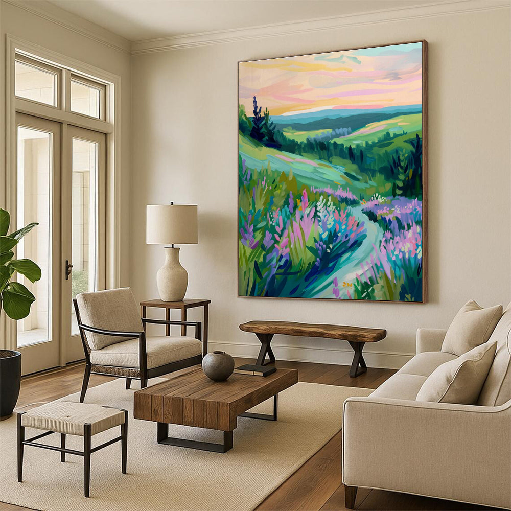 Large - Scale Abstract Hand - Painted Murals for Entryway and Dining Room DLZ0655