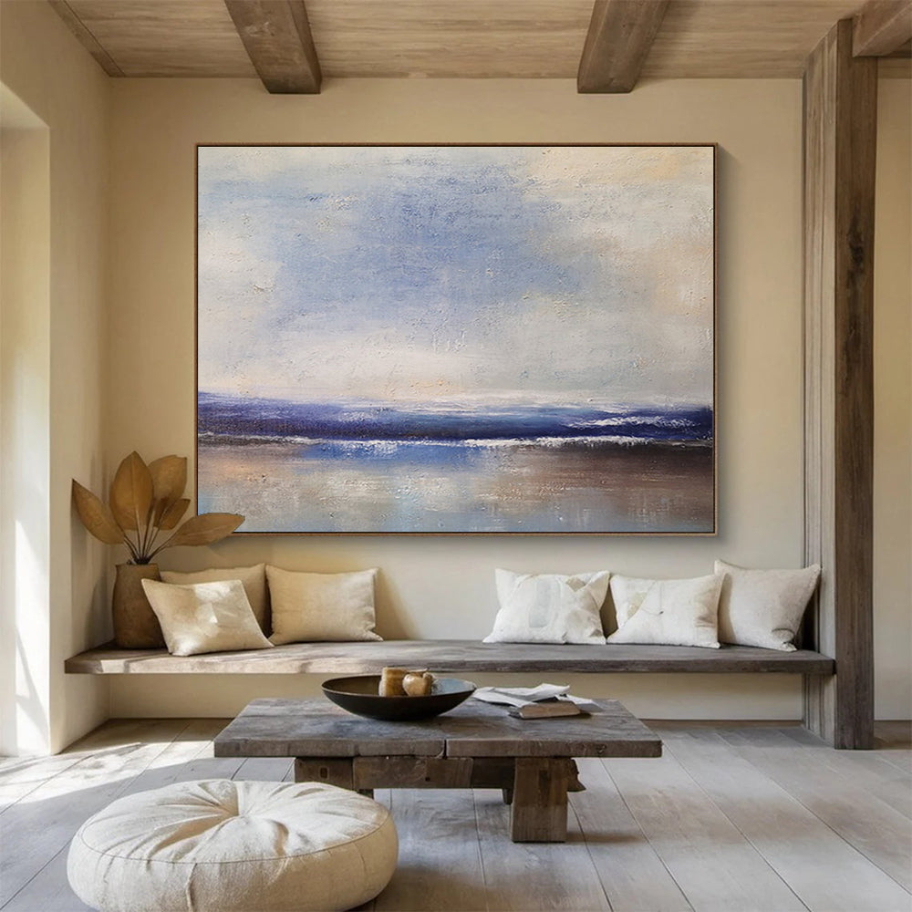 Blue Grey Serene Sea Abstract Painting THY036