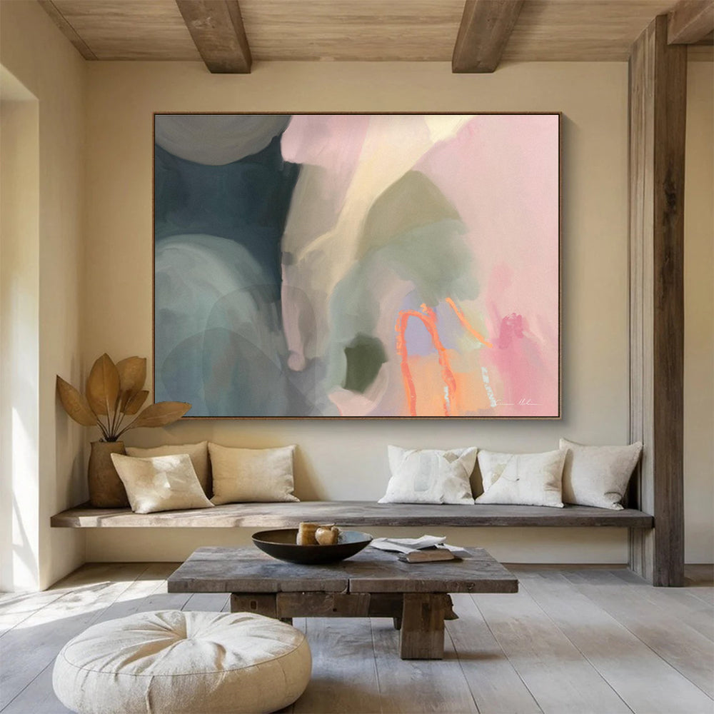 Soft Color Abstract Painting with Gentle, Dreamy Hues THY404