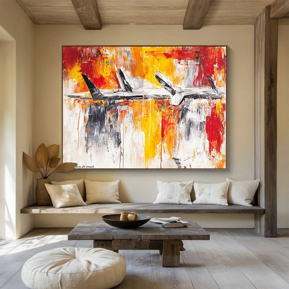 Abstract Aircraft Painting with Fiery Colors DYP497