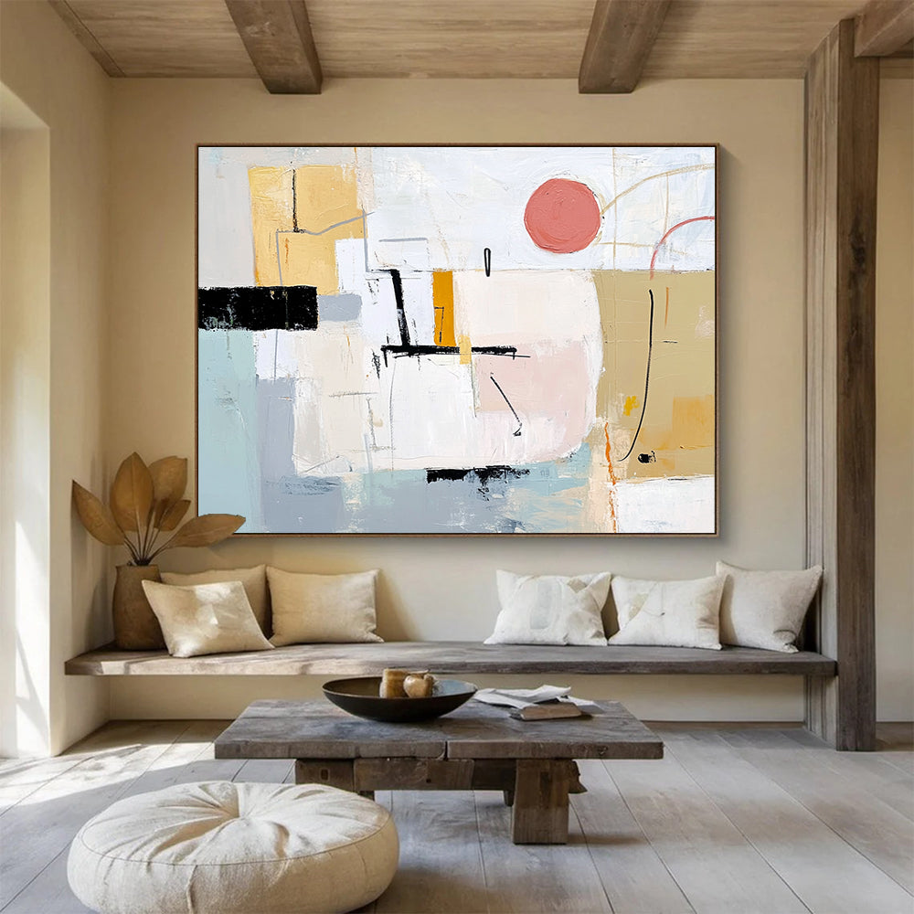 Pastel Colored Geometric Abstract Painting with Subtle Textures DYP202