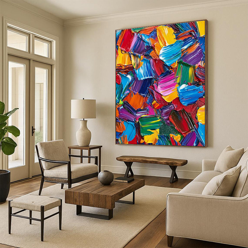 Colorful Palette Knife Abstract Painting with Vivid Pigments GER080