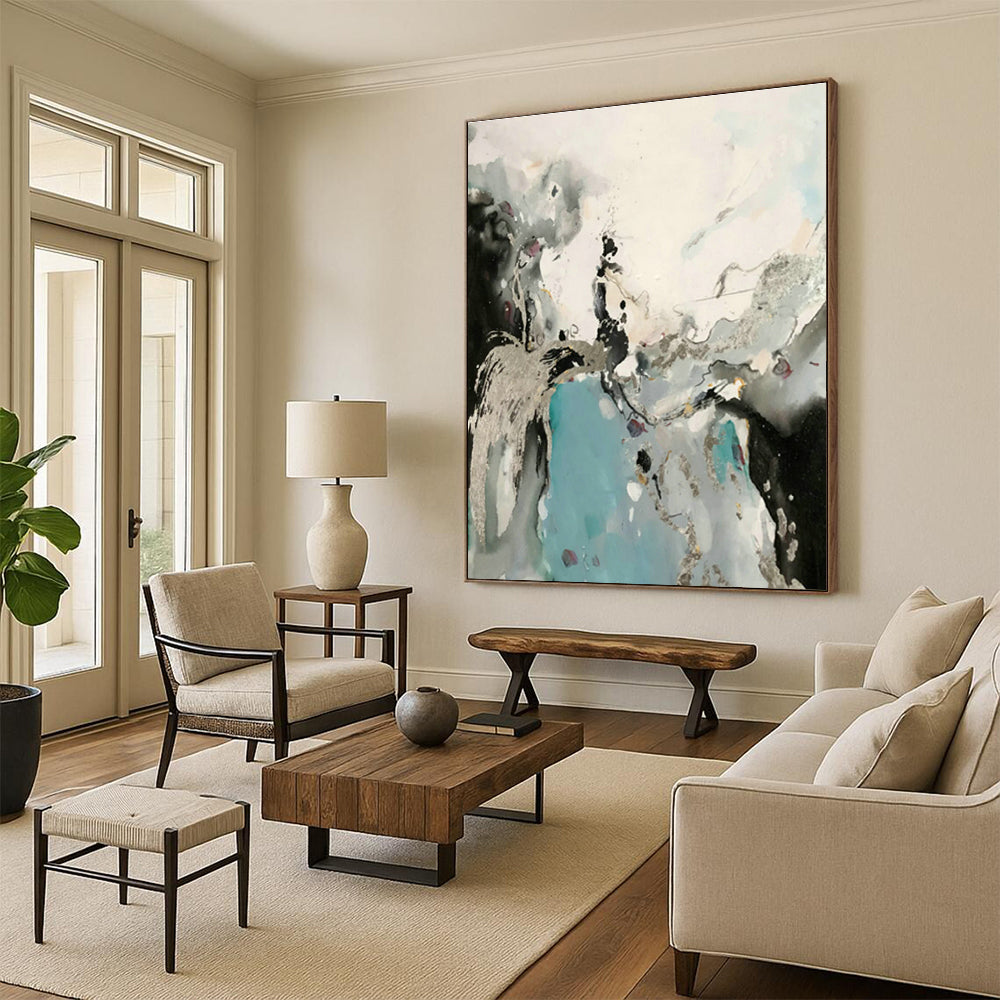 Grand - Scale Custom Hand - Painted Abstracts for Entryway & Bedroom DLZ0555