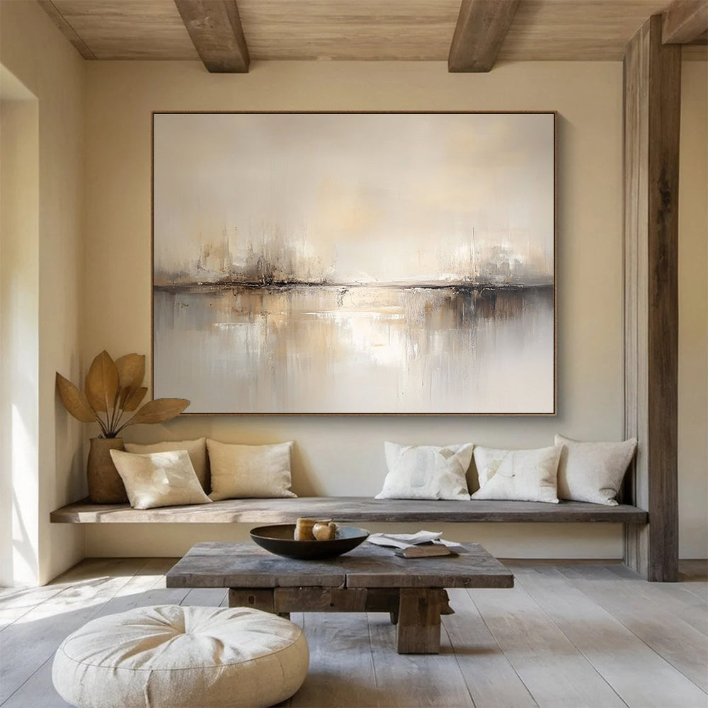 Neutral Tone Abstract Painting with Subtle Reflections DYP386