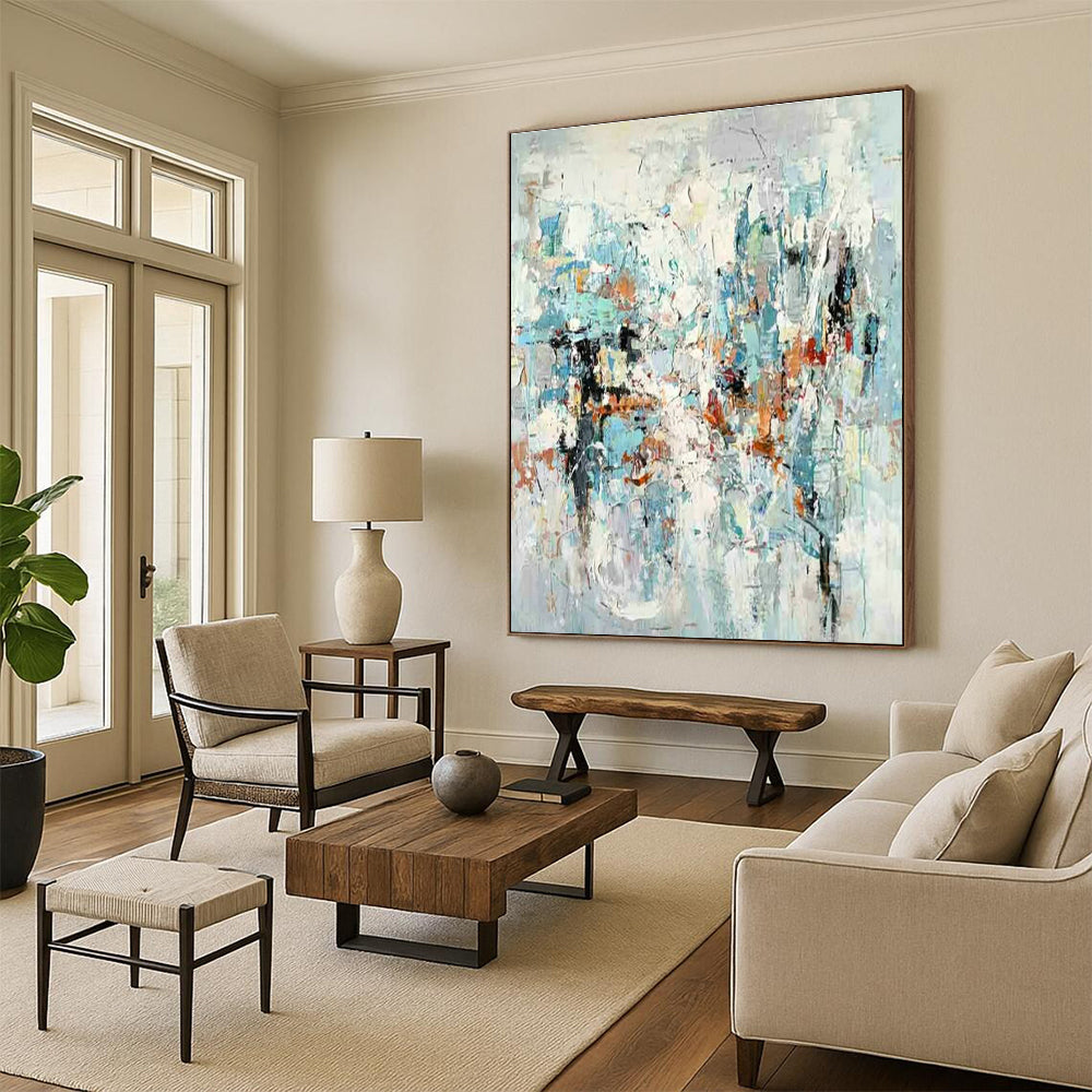 Large Hand-Painted Abstract Painting for Cottage Bedroom Pillow Storage Wall & Hallway Coat Hanger Rod Wall DLZ1777