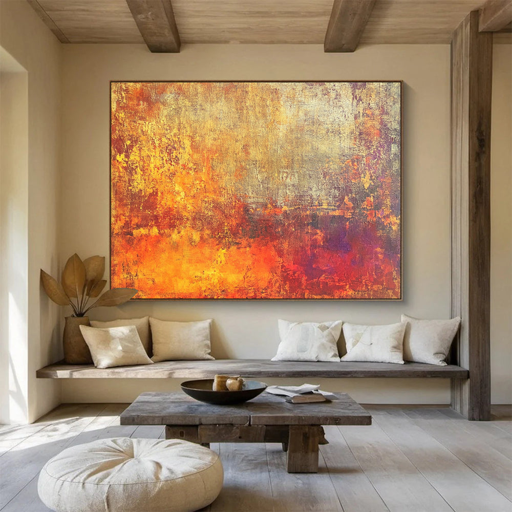 Orange Yellow Purple - Warm Abstract Painting DYP024