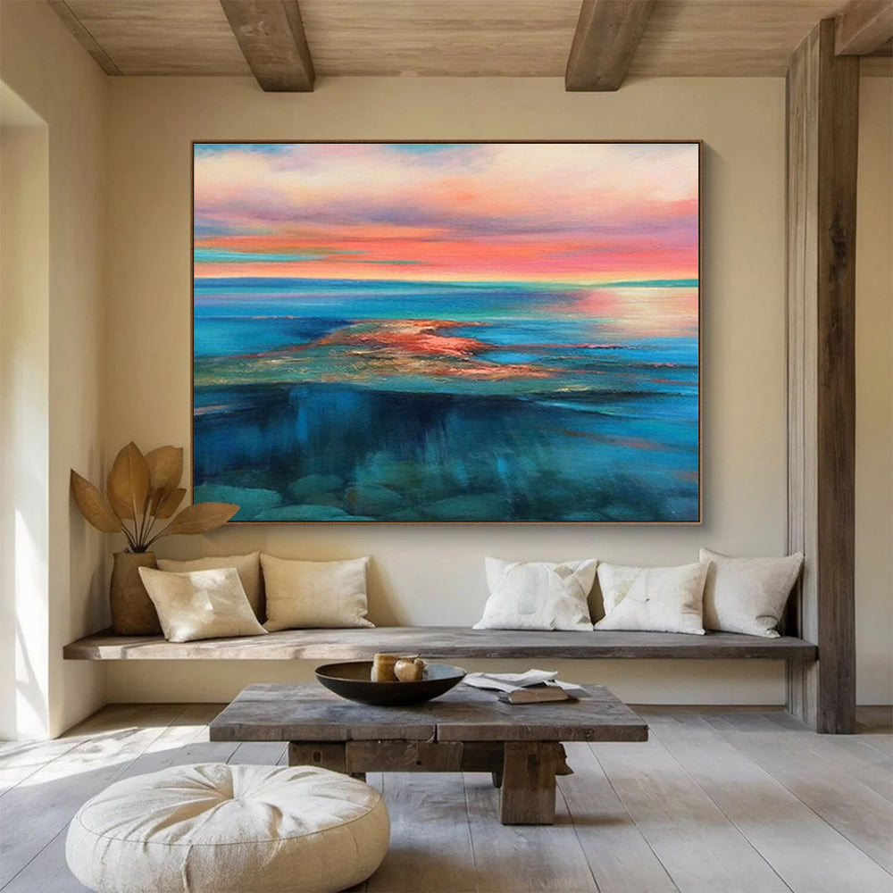 Colorful Sky Sea Sunset Abstract Painting THY023