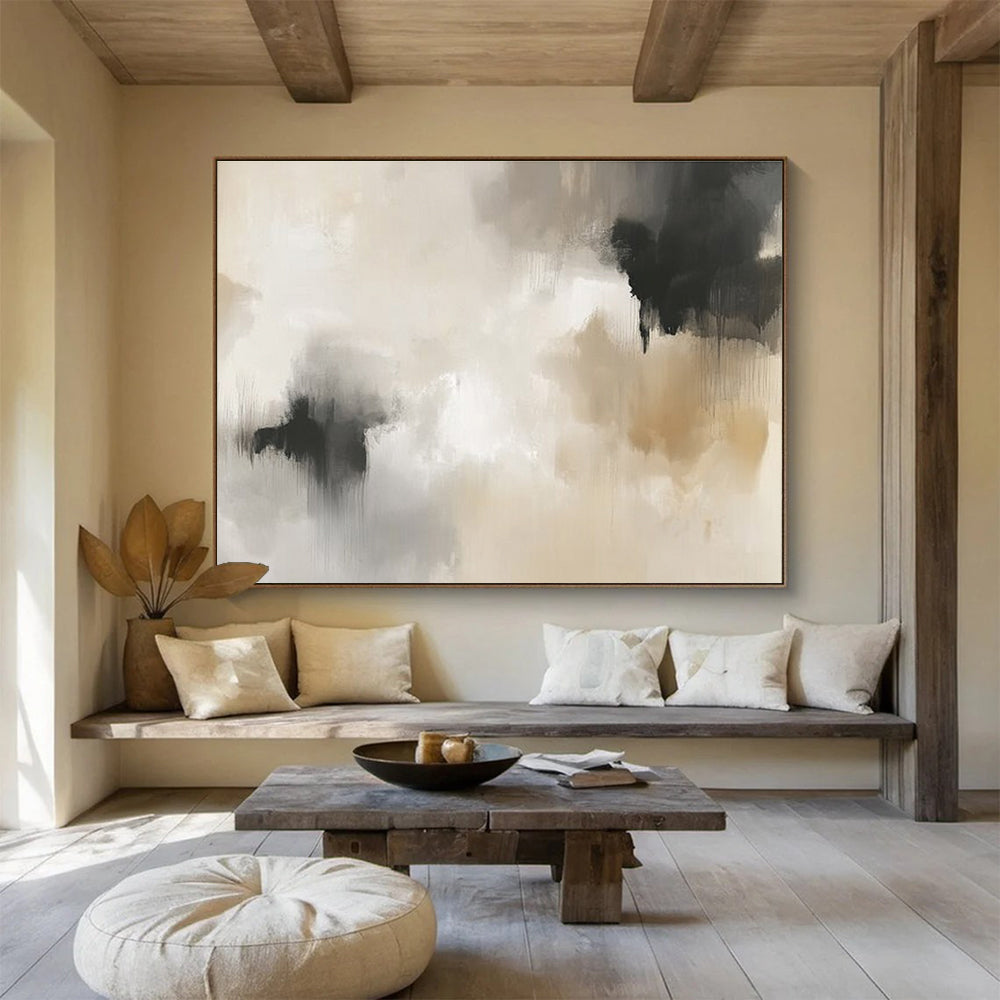 Beige and Gray Abstract Painting with Subtle and Calming Tones DYP379
