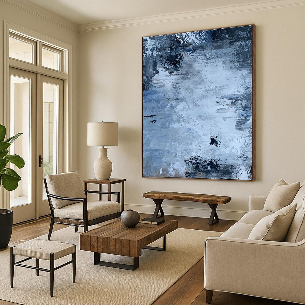 Blue and Gray Abstract Textured Painting ADGE251