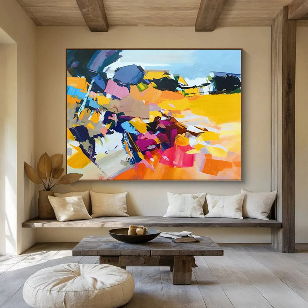 Vibrant Color Block Abstract Painting with Mixed Bold Colors THY187