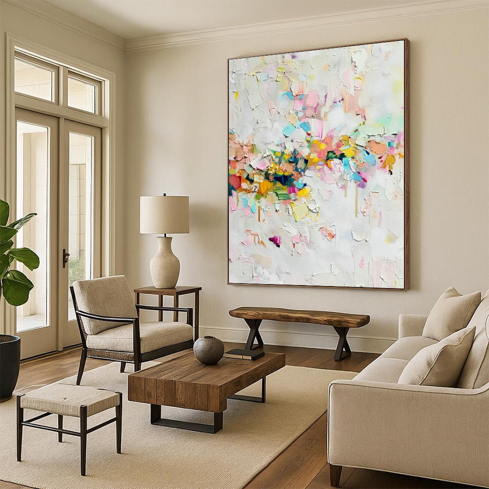 Oversized Custom Handmade Abstract Wall Art for Office Breakout Area and Dining Room Banquette Seating Wall DLZ1920