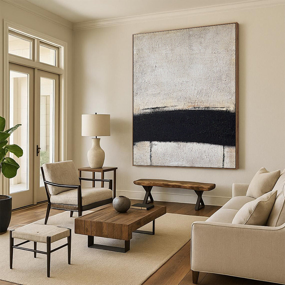 Black and White Minimalist Abstract Painting ADGE353