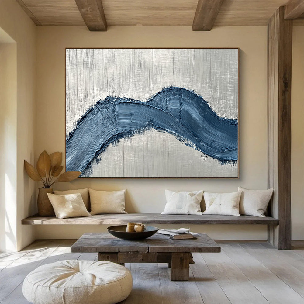 Blue Gray Textured - Curved Impasto Abstract Painting DYP044