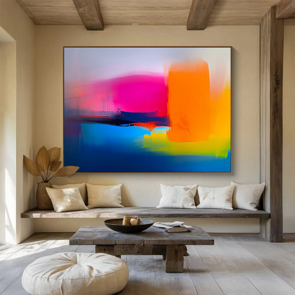 Neon Color Abstract Painting with Bold Shapes DYP308