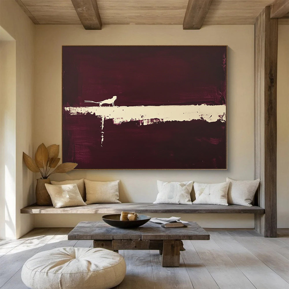 Dark Purple and White Silhouette Abstract Painting with Mysterious Vibe DYP254