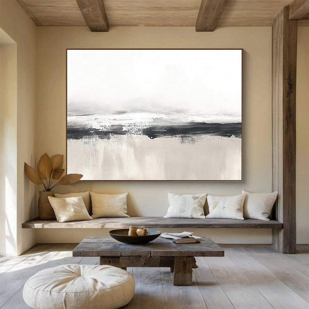 Gray and White Minimalist Abstract Painting with Subtle Textures DYP255