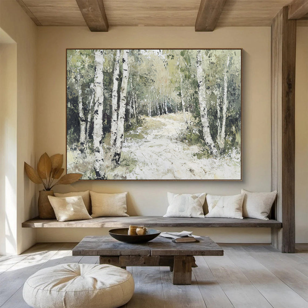 Birch Forest Path - Impressionist Landscape Painting DYP058