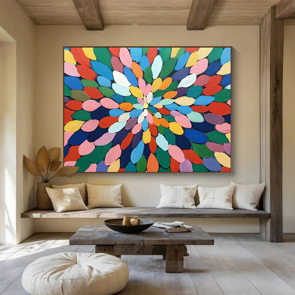 Colorful Petal - Shaped Abstract Painting with Bright Colors DYP117