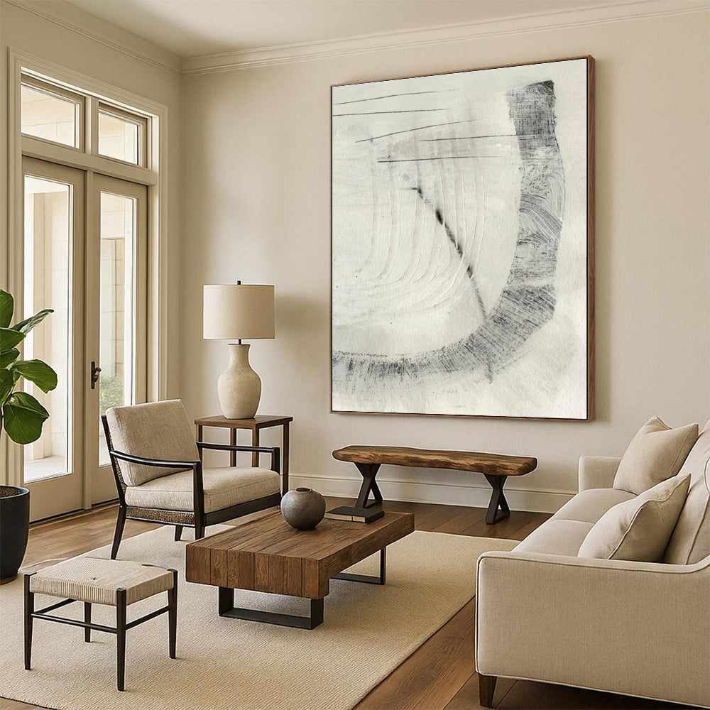 Monochromatic Abstract with Linear Textures and Intricate Patterns Painting ADGE214