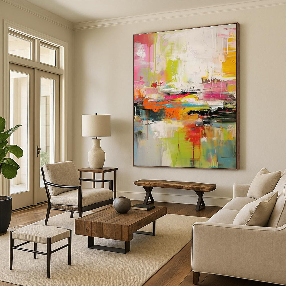 Extra - Large Custom Hand - Painted Abstract Painting for Office, Elevate the Office Style DLZ0367