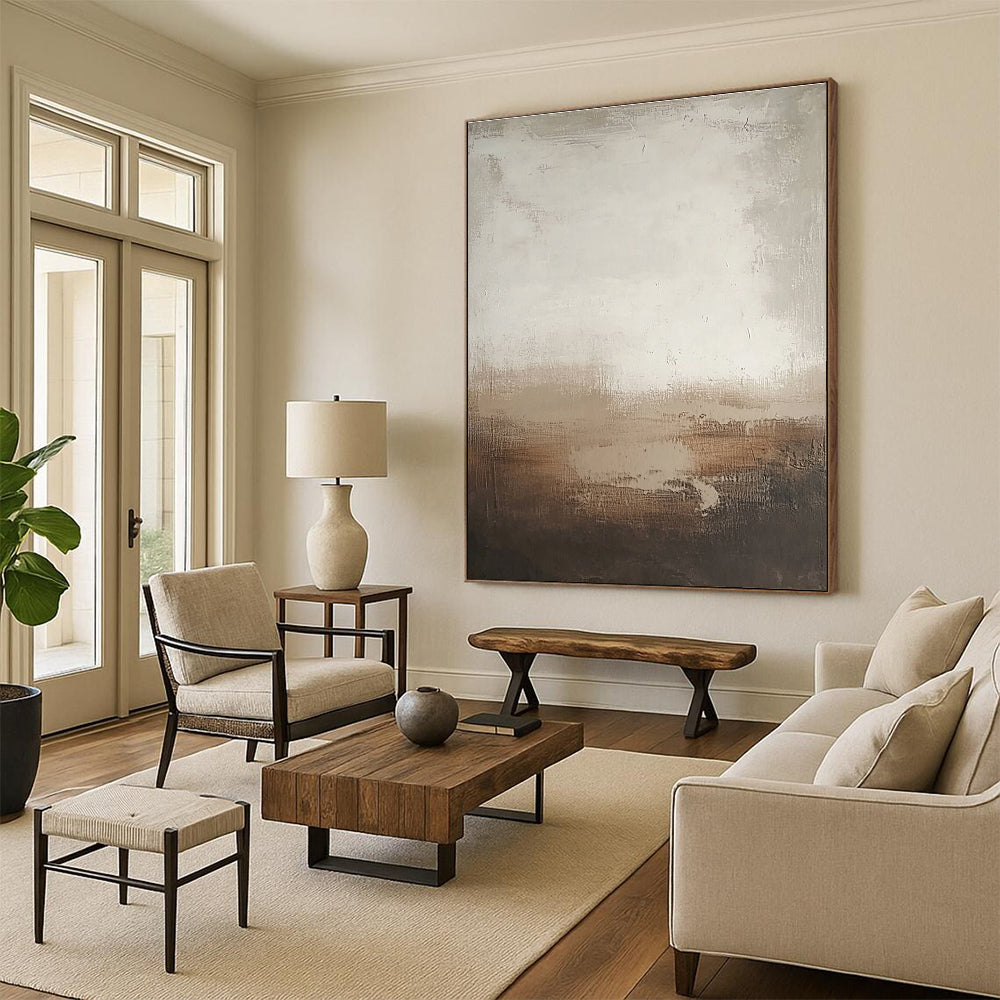 Earth - Toned Textured Abstract Painting with Subtle Layers GER250