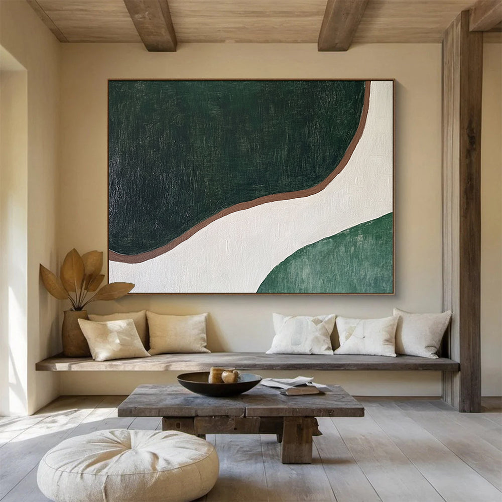 Green and Brown Curved - Shape Abstract Painting DYP123