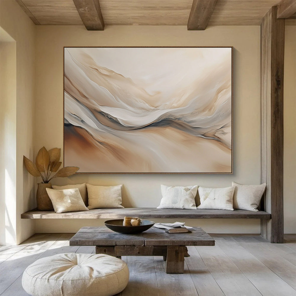 Beige Flowing - Liquid - like Abstract Painting DYP039