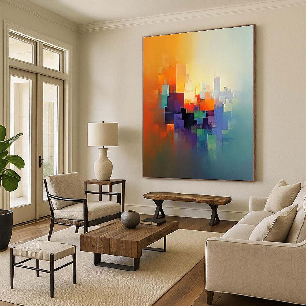 Vibrant City Abstract Painting with Diverse Color Blocks GER186
