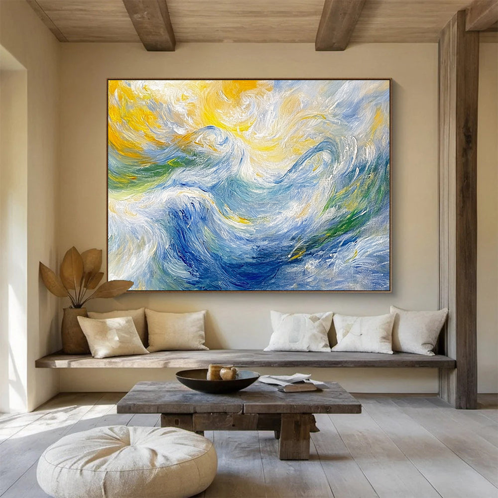 Swirling Wave Abstract - Vibrant Ocean Abstract Painting DYP006