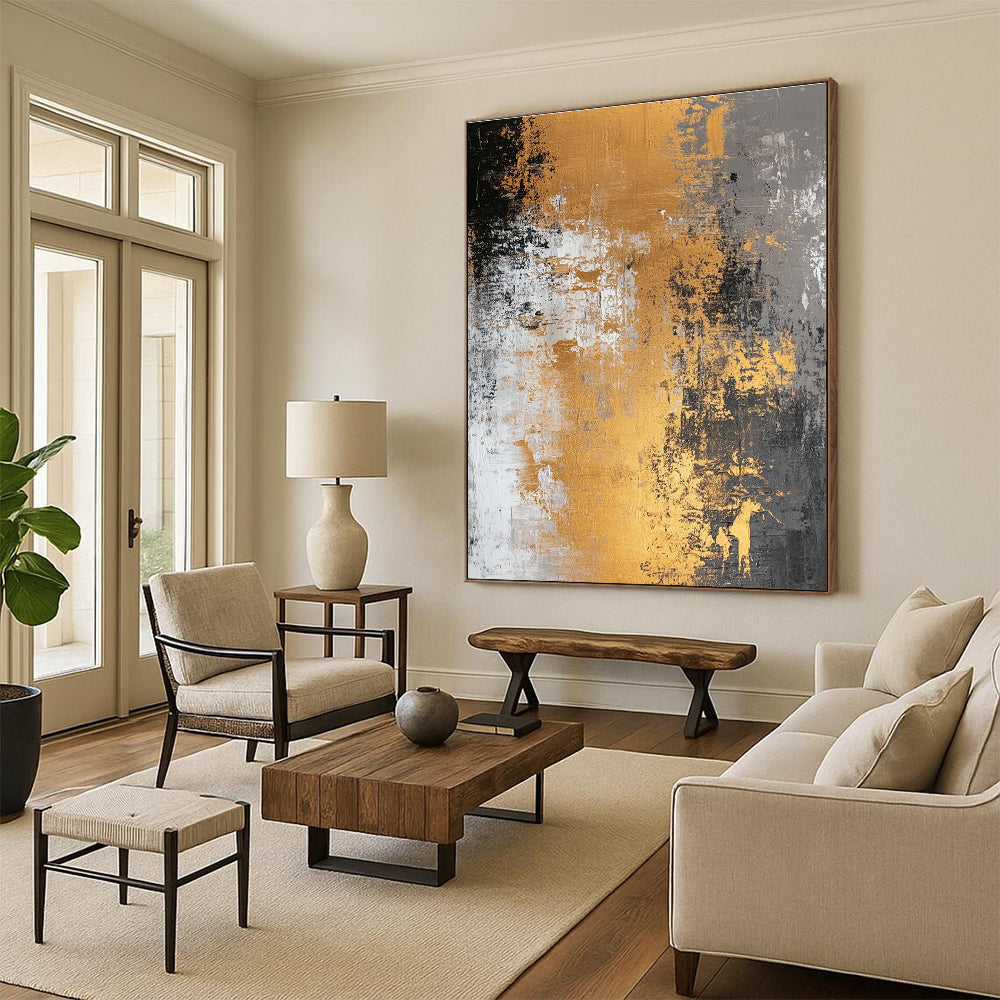 Gold - Accented Grunge Abstract with Gray, White, and Gold GER318