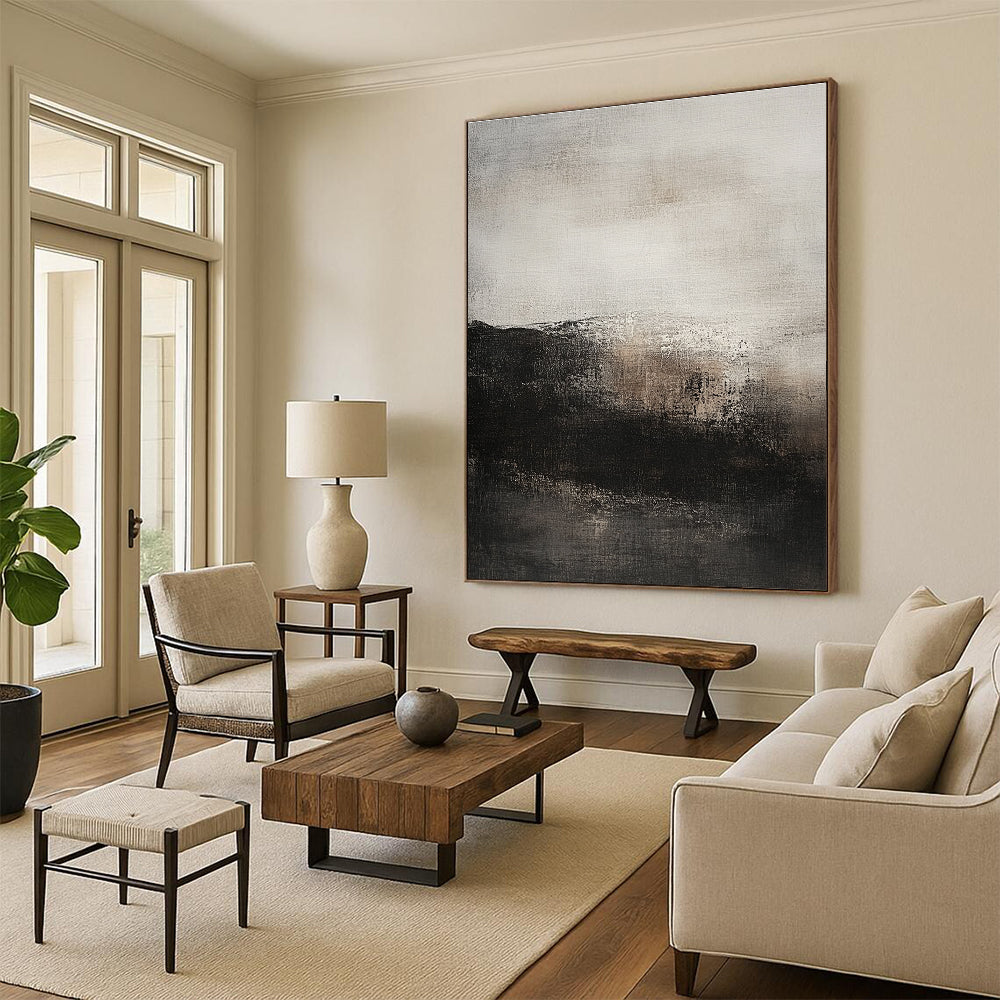 Black White and Gray Abstract Painting with Subtle Gradients GER428