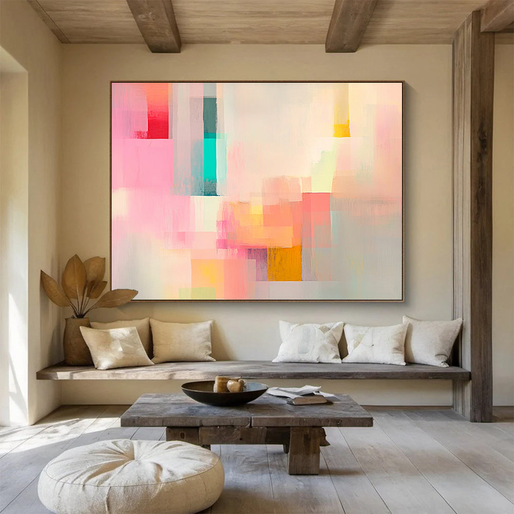 Pastel Color Block Abstract Painting with Soft Hues DYP460