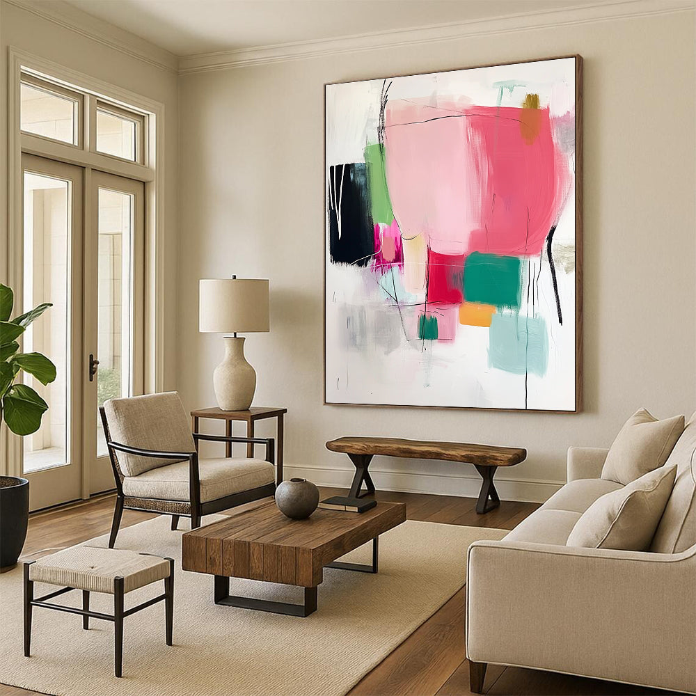 Colorful Abstract Composition Painting with Playful Shapes GER132