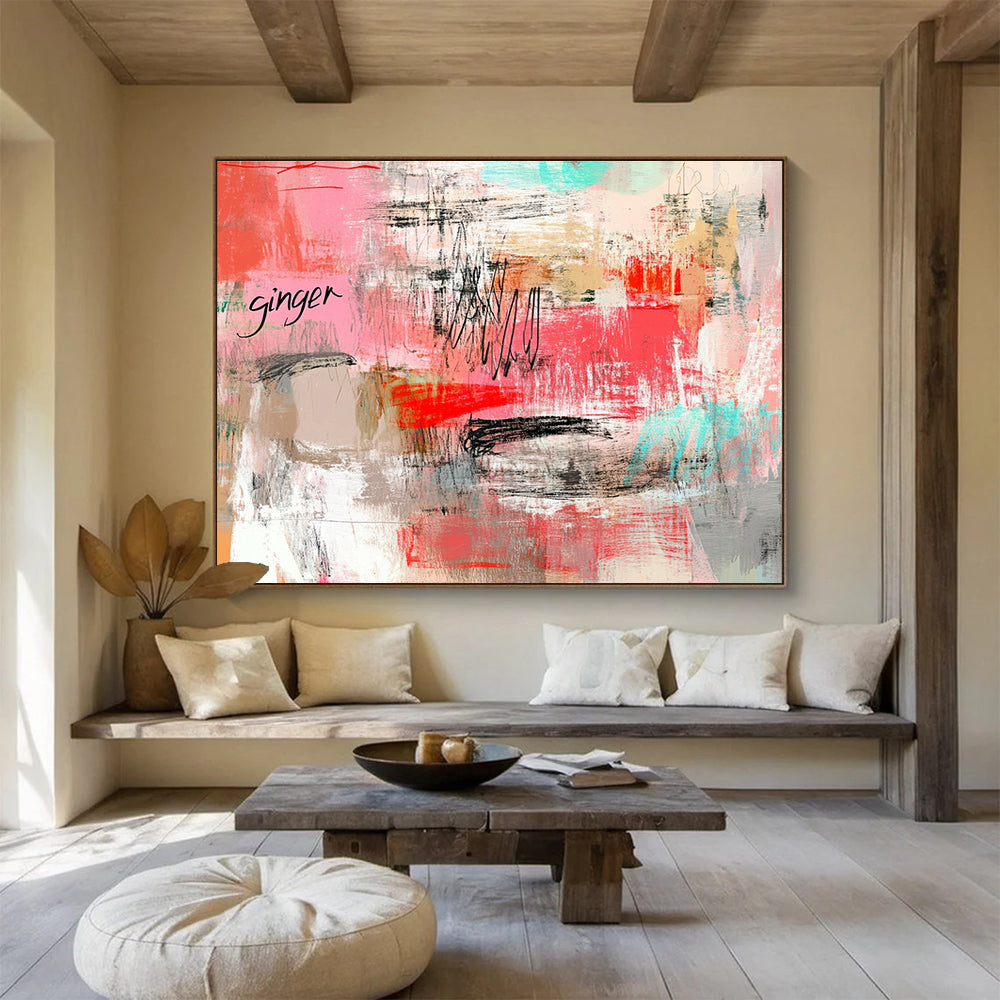Pink Abstract with “Ginger” Painting and Eclectic Strokes DYP434