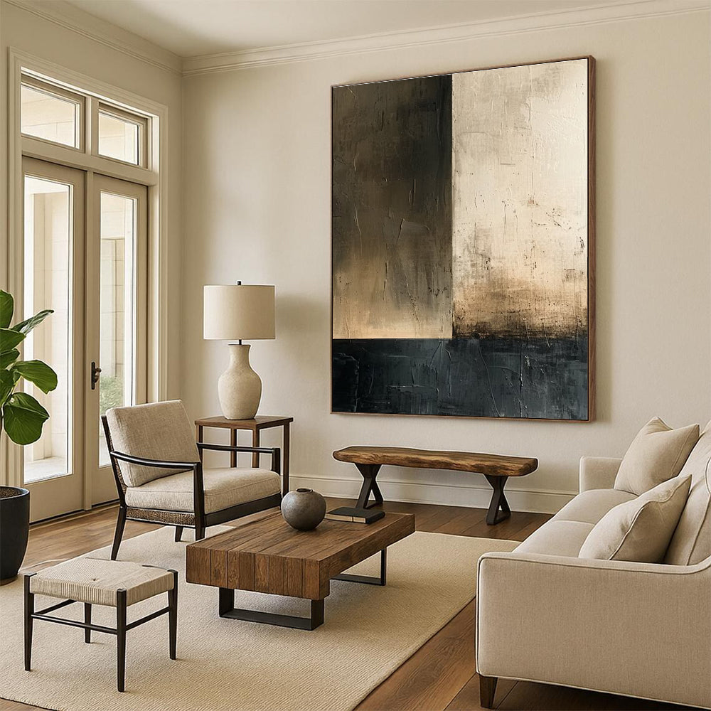 Brown Beige Black Abstract Painting ADGE016